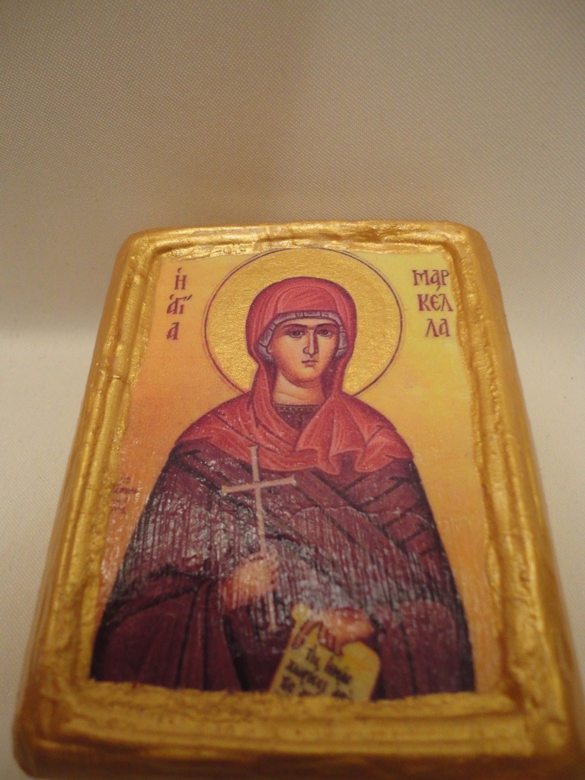 Saint Marcella Rare Greek Orthodox Christian Icon on Wood Handmade