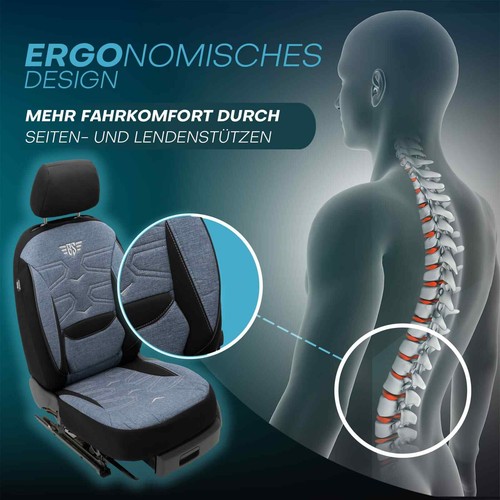 Fundas de asiento de coche Prime adecuadas para Jaguar E-Pace a partir de 2018 (negro-azul) | NUEVO - Imagen 5 de 12