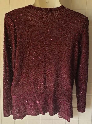 Apt 9 Woman 2X Burgundy Pullover Sweater Long Sleeve Layered Sequined Dressy - 第 5/5 張圖片