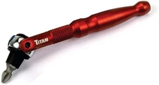 Titan Tools 11321 1/4 in. Aluminum Swivel Head Micro Bit Driver, Red