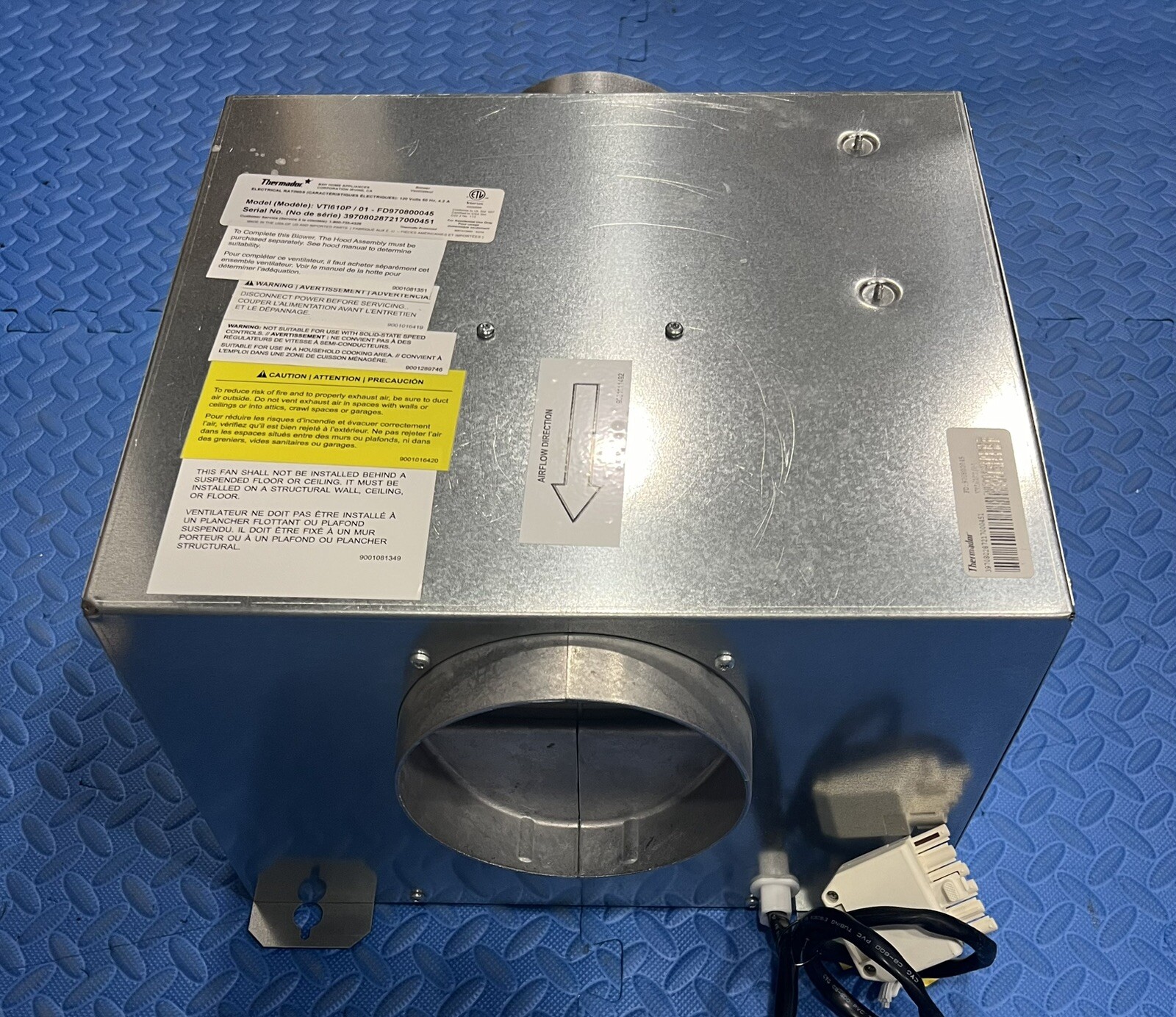 THERMADOR 600cfm INLINE BLOWER VTI610P FOR HOOD VENTS, Cpics & desc