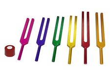 New 6 Sacred Solfeggio Coloured Tuning forks  Pouch  Activator