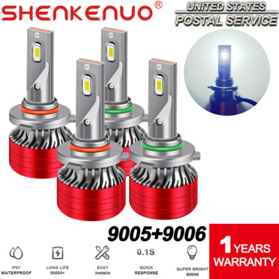 For Honda Civic Accord Coupe Sedan White 9005 9006 LED Headlight Hi-Lo Bulbs Kit