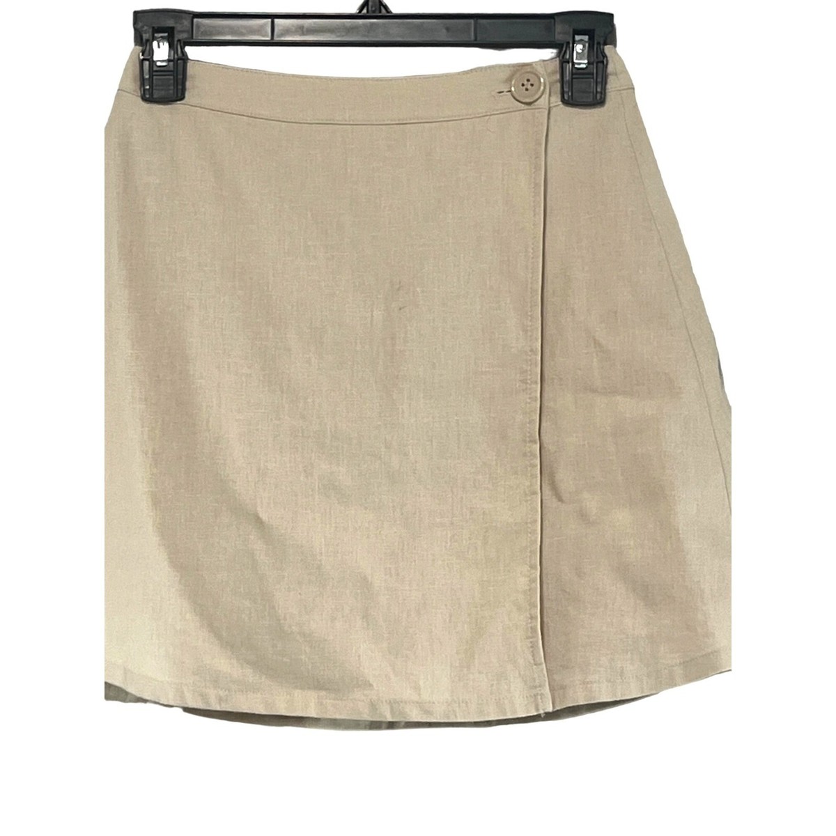 スカート [0tape] STRIPE BUTTON WRAP SKIRT Open Edit Button Linen Blend Wrap Skirt In Beige Oatmeal, Sz