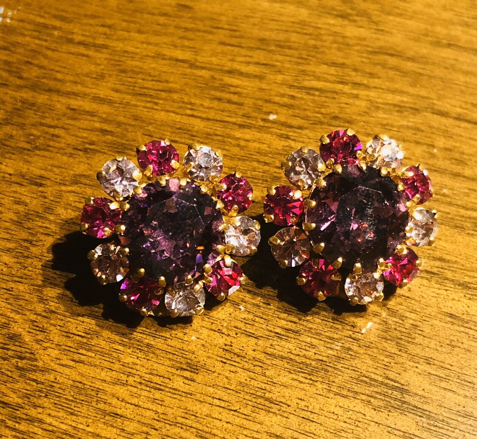 Vintage Austrian Purple Crystal Earrings - image 1
