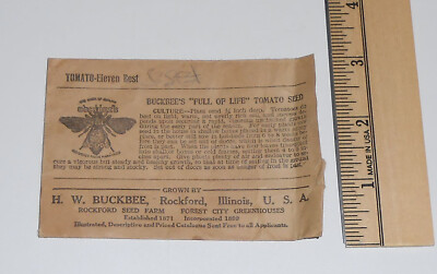 Antique Buckbee's Tomato Seed Packet Agriculture Farms History Rockford Il