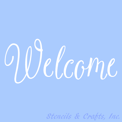 WELCOME STENCIL STENCILS WORD PAINT CRAFT TEMPLATE TEMPLATES BACKGROUND #1 NEW - Afbeelding 1 van 1