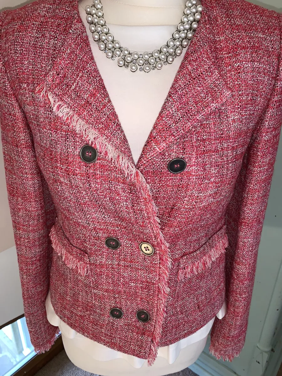 Lk Bennett Pink Tweed Jacket Size 8 eBay