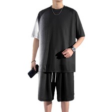 Mens Tracksuit 2-Piece Set Short Sleeve T Shirt Shorts Sweatsuit Outfit Set