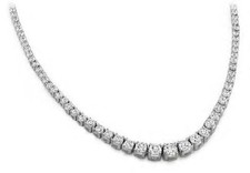11 ct Round Graduated Diamond 14k White Gold Tennis Necklace GIA .50 ct G SI1