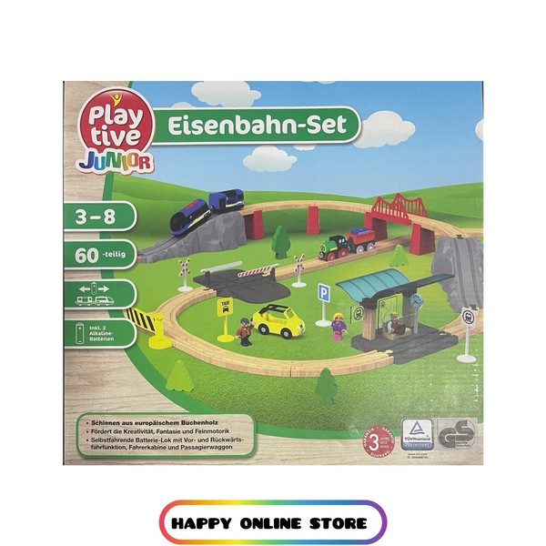 Playtive© Junior Eisenbahnset Holz Ab 3 Jahren Zertifiziertes Spielzeug Neu Ovp-image