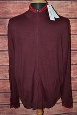 NWT Calvin Klein Men's Red Chestnut Full Zip European Yarn Sweater Size 2XL