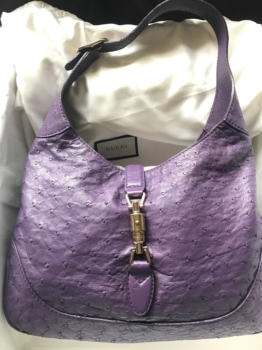 Gucci Violet Ostrich Medium New Jackie Bag Gold Hardware (Like New)