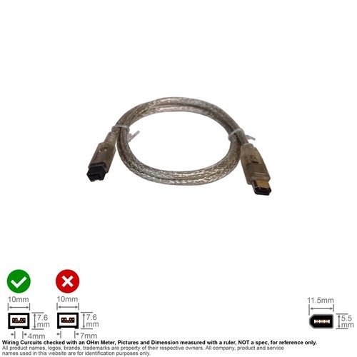 Cable Firewire IEEE 1394 1394B BETA 9-Pin 1394A 6-Pin Silver 3FT #110424