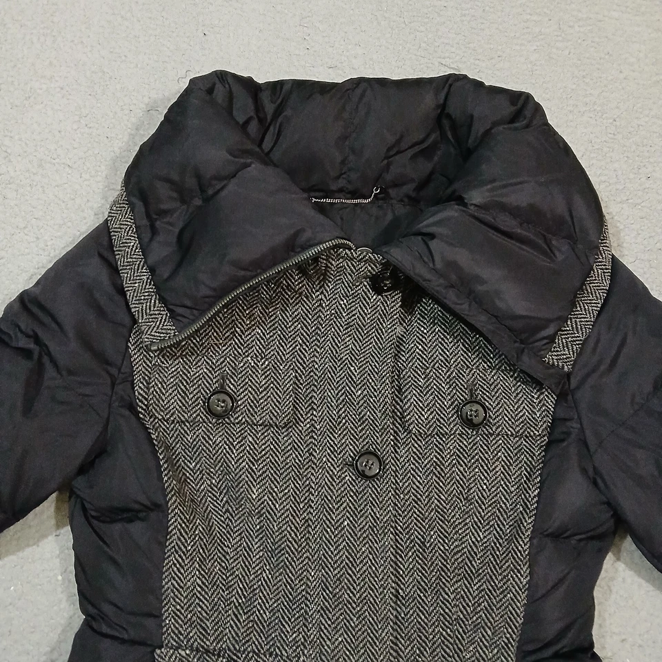 Abrigo de fin de semana Max Mara para mujer 4 gris negro pata de gallo mezcla de lana forrado cuello alto Foto 2 de 4