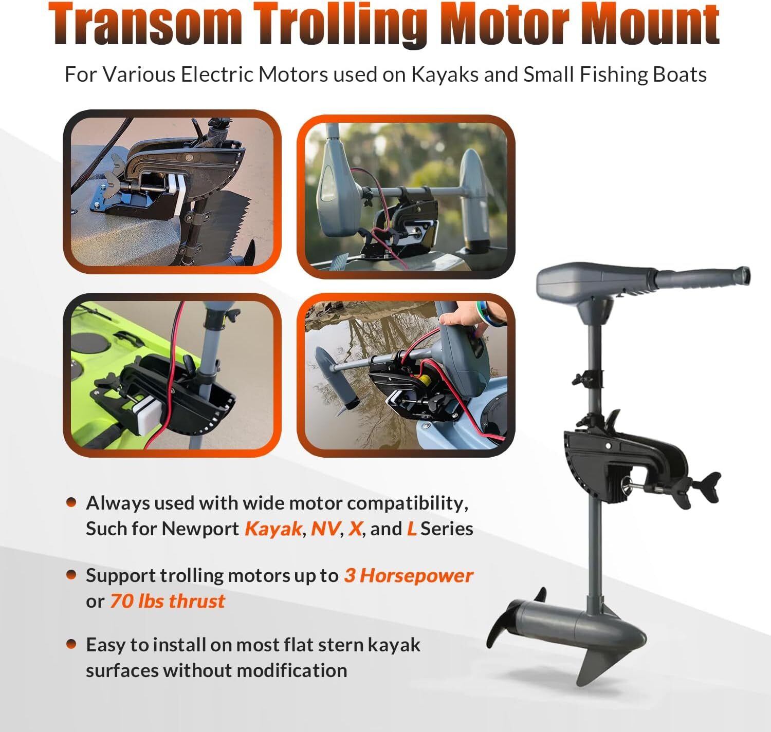 for Kayak, Trolling Motor Transom Mount Aluminum Transom Trolling Motor Mount