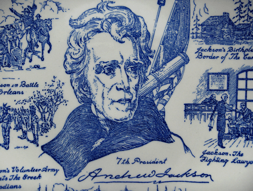 Vernon Kilns President Andrew Jackson collector plate~Ultra shape~Blue~NR - Picture 2 of 4