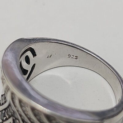 Vintage India S.D. Signed Sterling Wide Ring S 9.25 10.2g Vintage India S.D. Signed Sterling Wide Ring S 9.25 10.2g