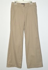 Lands' End Fit 1 Wide Leg Cotton Chino Pants 4 Inseam 33.5 Khaki