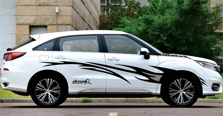 Par de calcomanías adhesivas de vinilo para puerta lateral de carrocería de coche calcomanías decorativas de carreras Foto 4 de 4