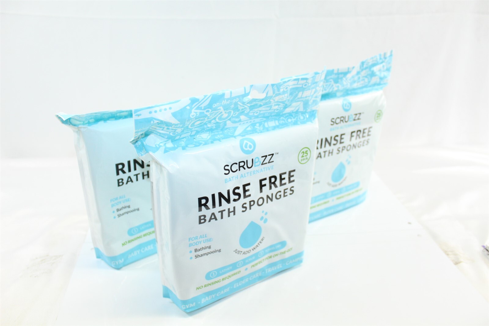 Scrubzz Disposable Bathing Wipes Alternative Rinse Free 3 Packs of 25