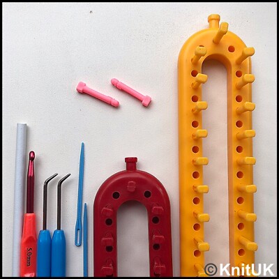 KnitUK Langer Strickwebstuhl 2er Set. Rot & Gelb