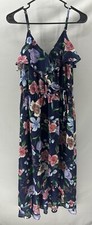 navy blue floral high-low tank dress sale discount viral trending ootd gift -a17