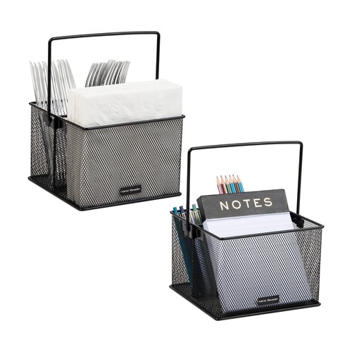 Utensil Holder Silverware Organizer Caddy Kitchen Metal Mesh 7" L X 7" W X 5" H