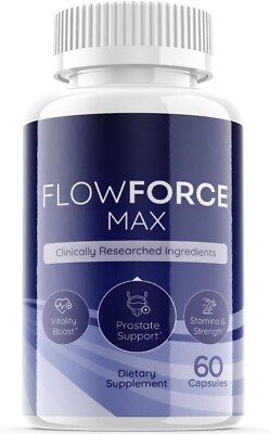 Flow Force Max - Vegan, Male Vitality Supplement Pills OFFICIAL - 1 Pack