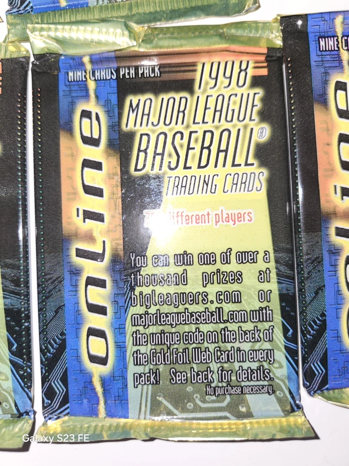 Paquetes de tarjetas de béisbol de las Grandes Ligas Pacific Online 1998 ¡Lote de 18 paquetes sellados! Foto 2 de 4