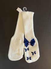NWT Gymboree Shimmer  Twirl 3-4 3T-4T Ivory Sweater-Knit Blue Bow  Gem Mittens