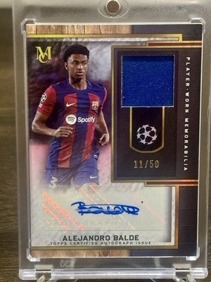 Alejandro Balde Game Worn Patch Auto 11/50 FC Barcelona NM/Mint   