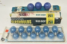 Lot of 15 #25B Blue Flashbulbs, GE & Sylvania Blue Dot