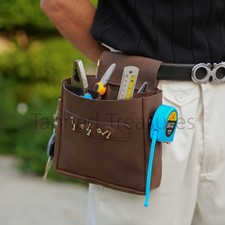Vintage Leather Carpenter Framer Tool Belt Electricians Construction Work Pouch