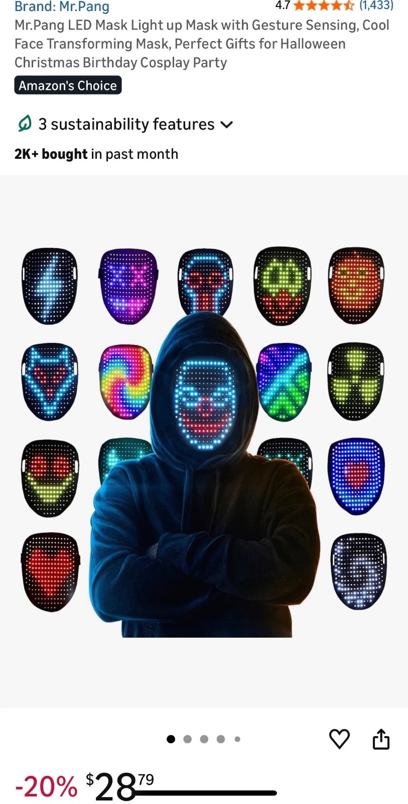 3 multicolored led color changing emoji Masks