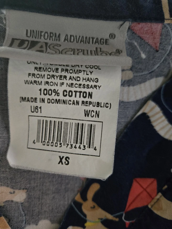 UA Scrubs Scrub Top size XS-Navy/Red Dogs-LET'S GO FLY A KITE-Chest 18.5"/L26.5" - Image 3 of 4