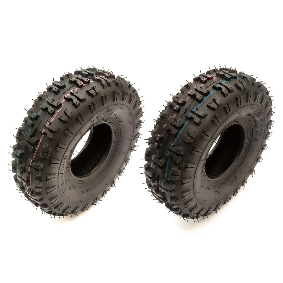 PETROLSCOOTER 2x 10 Inch Tyre 4.10-4 Knobbly Deep Tread Lawnmower 410-4 4 Inch Mower Wheel