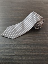 Armani Collezioni Gray  White Striped 100 Silk Necktie