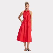 Women Poplin Maxi Shirtdress - Universal Thread Red S