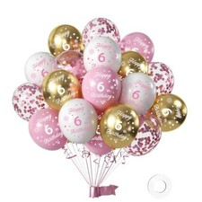 Goldth Birthday Balloons - 1pcs, 12inch Happy Birthday Confetti Balloons 6 Pink