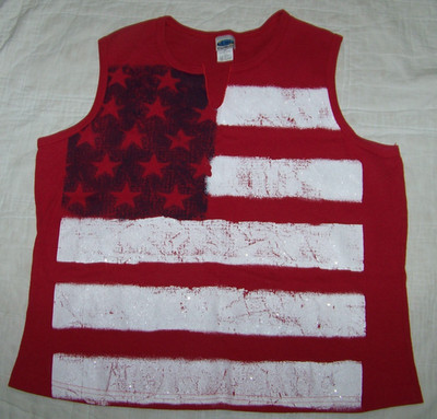 Women's Vintage M-Fasis by California Blue Pullover Top - American Flag - 2X