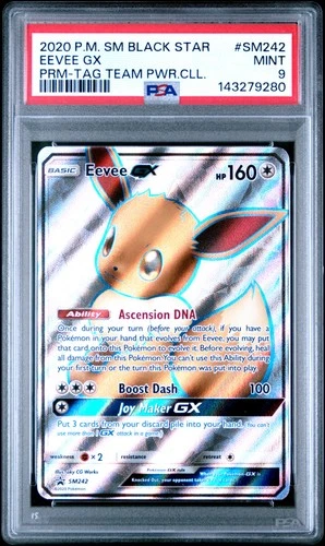 2020 POKEMON SM PROMO TAG TEAM POWERS COLLECTION #SM242 EEVEE GX PSA 9