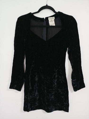 Cacharel, Cacharel Mini Dress Velvet Long Sleeve Size 36 (S/4) Italy Linin Black