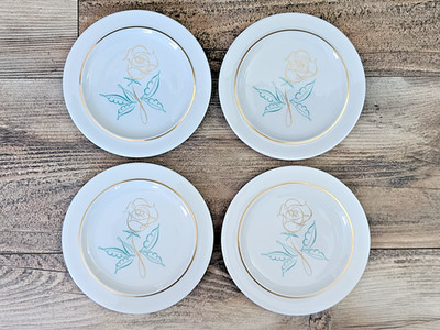 Easterling Spencerian Rose Bread Plates | Set of 4 | 6.25'' diameter | Beautiful
