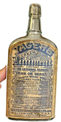 Antique Victorian Yager’s Bottle Label Gilbert Bros Baltimore Maryland or Beast