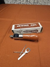 Vintage "The Handy Sewing Awl" Płótno i skóra Stitcher z oryginalnym pudełkiem