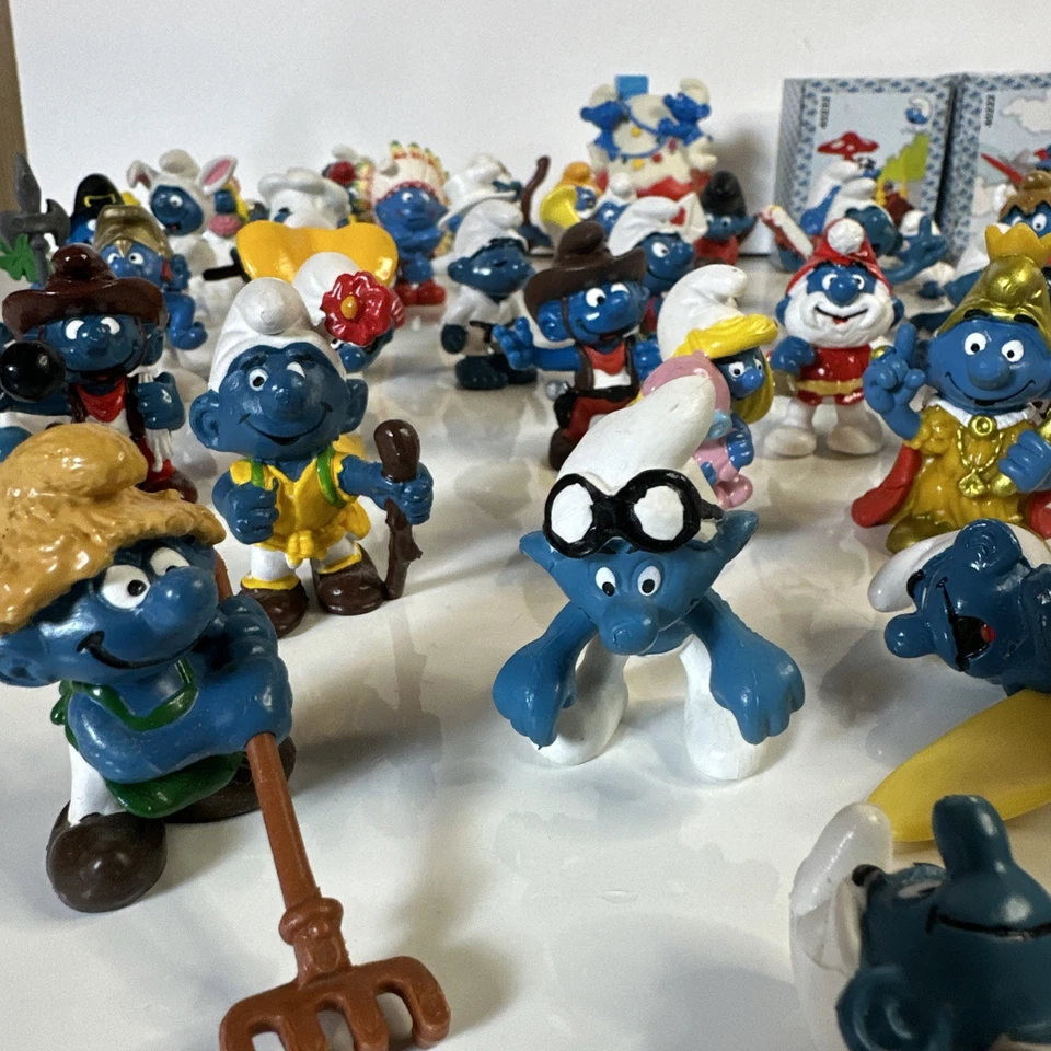 Lot of 64 Smurfs PVC Figures Toppers Car Plane Peyo Schleich - Image 2 of 4