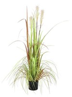 Artplants Deko Federgras, 3 Rispen, Real Touch, 120Cm