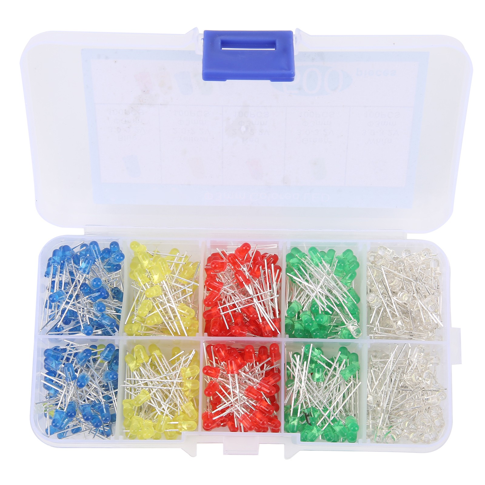 500Pcs LED Light Emitting Diodes Bulb Round Lamps Assorted Kits Box 5 Colors 3mm