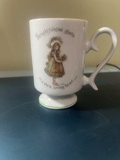 Vintage -1973 Holly Hobbie Porcelain - Footed Mug "Thoughtfulness Starts in a Wa